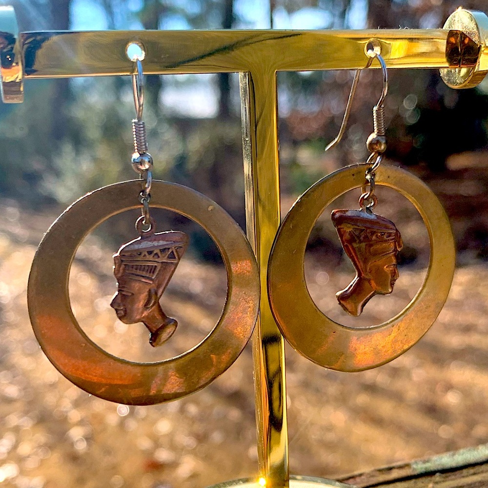 Bronze Egyptian Pharaoh Earrings